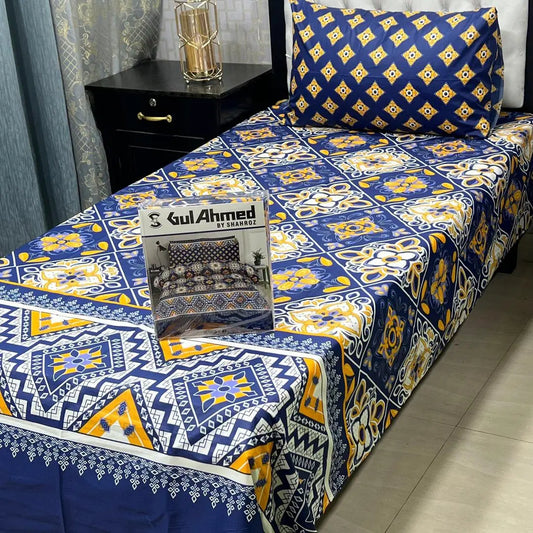 4 Pcs Cotton Printed Single Bedsheet BY GUL AHMED  Single Bed